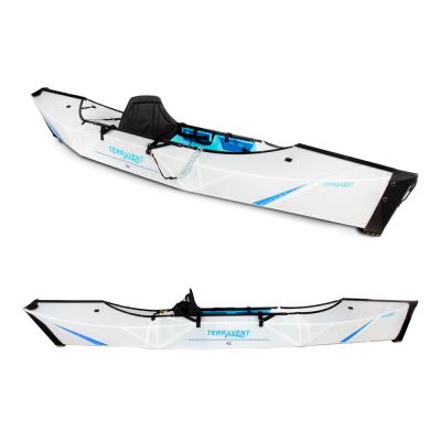 China Hot Seller Terravent 3M Cheap Foldable Canoe Boat Origami Kayak PVC Sit On Top Single Seat Plastic Folding Portable Kayak for sale