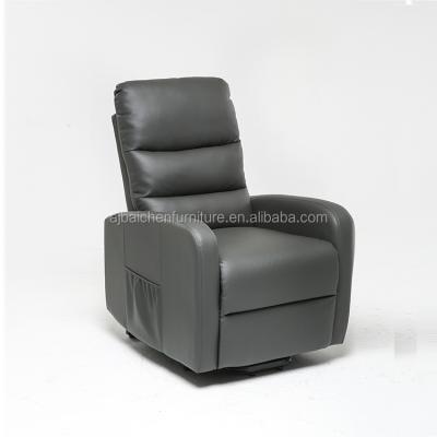 China (Height)Adjustable Single Sofa Chair Padded Seat Black Leather Luxury Home Theater Seating Recliner for sale