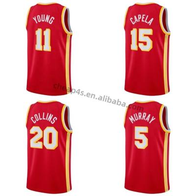 China Wholesale Men's Red USA Retro Team Basketball Uniform Quick Dry #11 Youth #5 Murra QUICK DRY Atlanta Hawk Stitched Basketball Jersey Cheap for sale