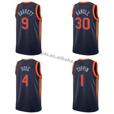 China New York QUICK DRY Knick Stitched USA Black Retro Team Basketball Uniform Quick Dry #9 RJ Barrett Cheap Wholesale Mens Basketball Tank Top for sale