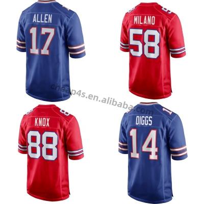 China Buffalo Bill's American Football Jersey Wholesale Men's Royal Pique #17 Uniform Allen #14 Diggs USA Football Jersey QUICK DRY for sale