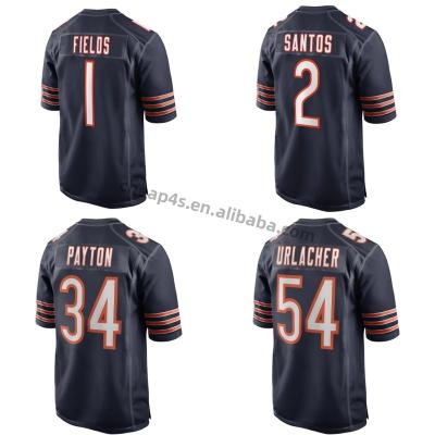 China Wholesale American Football QUICK DRY Jersey Bear Mens Navy Pitched Fields #1 #2 Moore USA Chicago Football Uniforms for sale