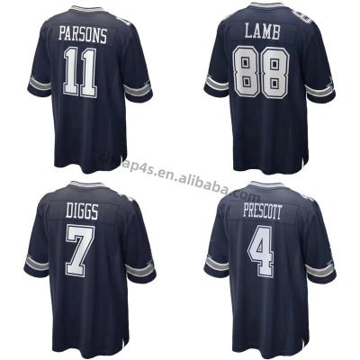 China Wholesale QUICK DRY Dallas Cowboy American Football Jersey Mens Navy Quilted USA Football Pastors Uniform Lamb #11 #88 for sale