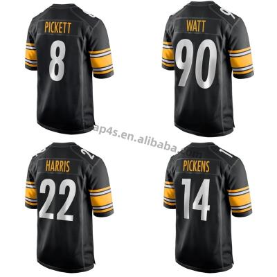 China Wholesale Mens Pittsburgh Steeler American Football QUICK DRY Jersey Black Quilted 8 Pickett 90 T.J. Watt Team USA Football Uniform for sale