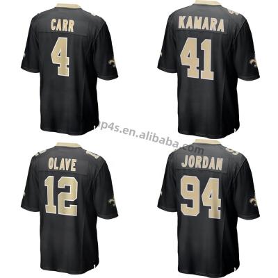 China Wholesale New Orleans Saint's American Football Jersey QUICK DRY New Orleans Men's Black Stitched Football #4 Carr #41 Kamara Uniform for sale