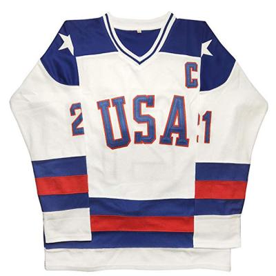 China Shirts & Tops Embroidery Applique Ice Hockey Jersey Wholesale Custom 100% Polyester Hockey Jersey for sale