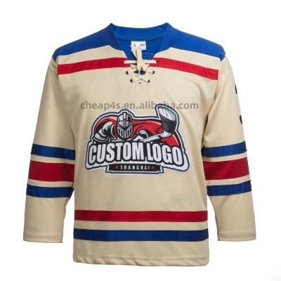 China Shirts & Tops Embroidery Applique Ice Hockey Jersey Wholesale Custom 100% Polyester Hockey Jersey for sale