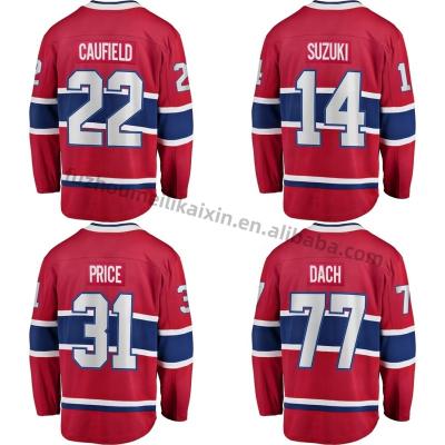 China Shirts & Tops Wholesale Montreal City Pitched Canadian Team Uniform #14 Suzuki #22 Caufield Men's Red Ice Hockey Singlet High Quality for sale