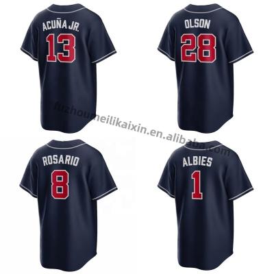 China Wholesale Antibacterial Atlanta City Baseball Navy Baseball Wear Team Uniform #28 Olson #13 Acuna Jr. Brave Stitched Jersey Mens Top Quality. for sale