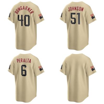 China Cheap Wholesale Mens Antibacterial Diamond Back Stitched Baseball Jersey Cheap Arizona Sand Baseball Wear Team Uniform #51 Johnson #40 Bumgarner for sale