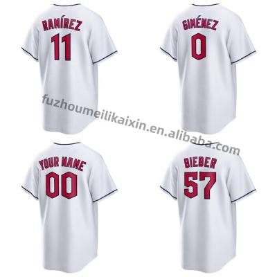 China Cleveland Guardian Cheap Men's Baseball Jersey White Wear Team Uniform #11 Ramirez #57 Bieber Antibacterial Wholesale for sale