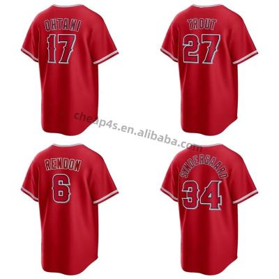 China Good Quality Trout Red #17 Ohtani Team Uniform #27 Antibacterial Cheap Mens Baseball Wear Los Angeles Angel Stitched Baseball Jersey Wholesale for sale