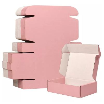 China Custom Printed Corrugated Pink Materials Color Logo Mailing Paper Box Cosmetic Mailing Packaging Box for sale