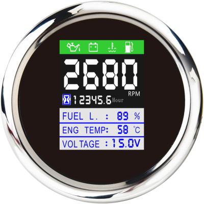 China 316 Stainless Steel 85mm Black Face LCD Digital Multifunction CAN Combination Meter for sale