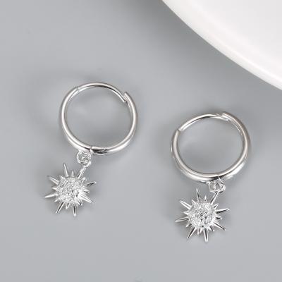 China Luxury Wholesale Simple Geometric Sun Genuine 925 Sterling Silver Earring For Women for sale