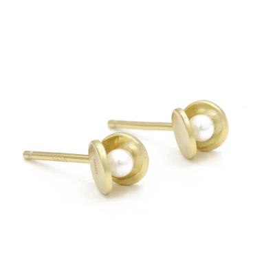 China Fashion OEM Service Minimalist 925 Sterling Silver Gold Plated Classic Ball Stud Earrings Bead Earrings for sale