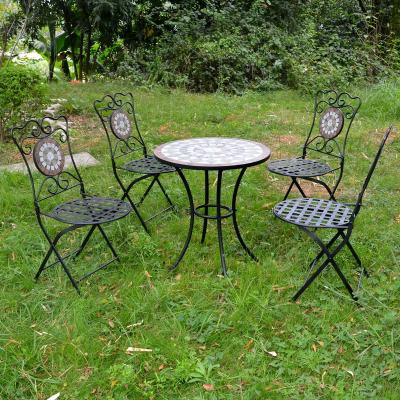 China Outdoor Round Mosaic Art Garden Bistros Ceramic Tile Art Mosaic Table for sale