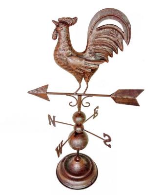 China Hand Paint Copper Metal Rooster Garden Weathervane for sale