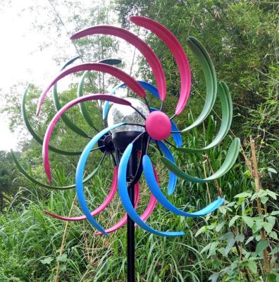 China Outdoor Outdoor Wind Spinner Rainbow Yard Lights Solar Garden Stake Lights for sale