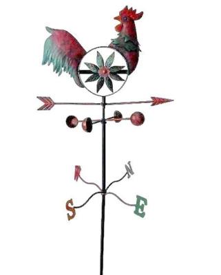 China Hand Metal Ground Stake Rooster Garden Painting Wind Palette for sale