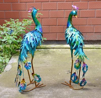 China European Decorative Birds Metal Home and Garden Peacock Handmade Craft for sale