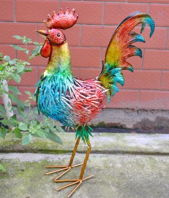 China Wholesale Lawn and Garden Ornaments Metal Animal Rooster Figurines from Europe for sale