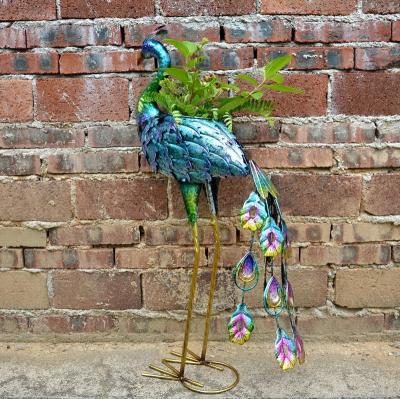 China Peacock Design Lawn and Garden Metal Peacock with Animal Flower Planter Pots for sale