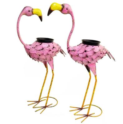 China Wholesale Metal Pink Flamingo Design Flamingo Outdoor Garden Flower Pots And Planters for sale