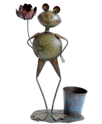 China Painted Metal Frogs Painted Metal Frogs Decorative Garden Frog Flower Pot for sale