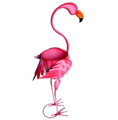 China Flamingo Outdoor Animal Shape Metal Rose Decor Unique Garden Planters Garden Planters for sale