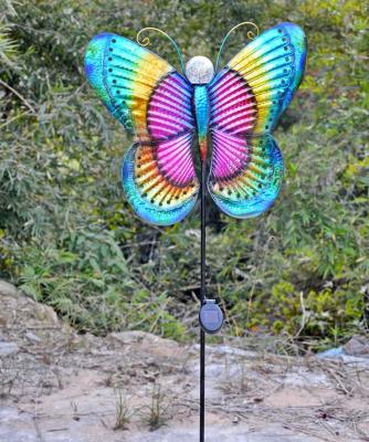 China Hand Painting Solar Metal Butterfly Garden Stake Lights for sale