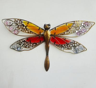 China Europe Hand Paint Wrought Iron Wall Art Decor Craft Metal Dragonfly for sale