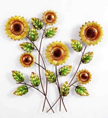 China Hand Painting Home and Garden Decor Craft Iron Flower Metal Sunflower Wall Hanging for sale