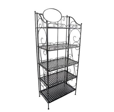 China Sustainable Kitchen Furniture Wrought Iron Shelf 5 Tiers Metal Bakers Rack for sale