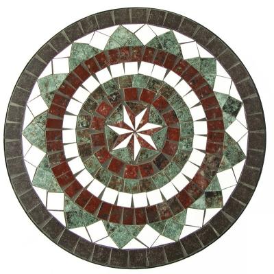 China Mosaic Art 23.5 Ceramic Metal Stone Art With Outdoor Round Leg Mosaic Table Top for sale