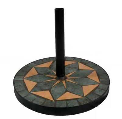 China Mosaic Cement Mosaic Art Base Metal Sun Top Outdoor Umbrella Stand for sale