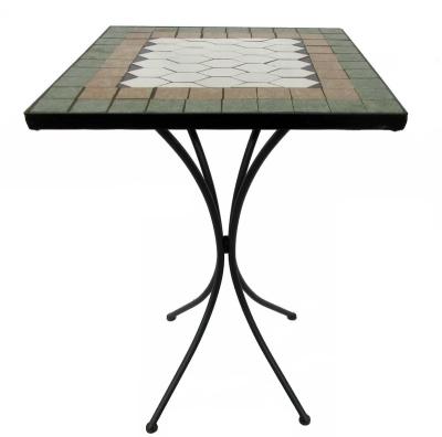 China Knock Down Design Square Outdoor Garden Mosaic Small Metal Wrought Iron Coffee Table Set for sale