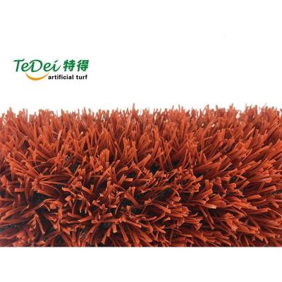 China PP + Outdoor Artificial Red Orange Artificial Turf Composed Of Grass And Sports Flooring Composition for sale