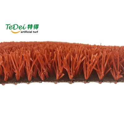 China 9000dtex L003-25 Dots 9000dtex L003-25 Automatic Professional High-wearing PP + NC Turf Compound Elastic Grass Red Orange Club Shorts 9000dtex L003-25 Artificial; HEB Tede for sale