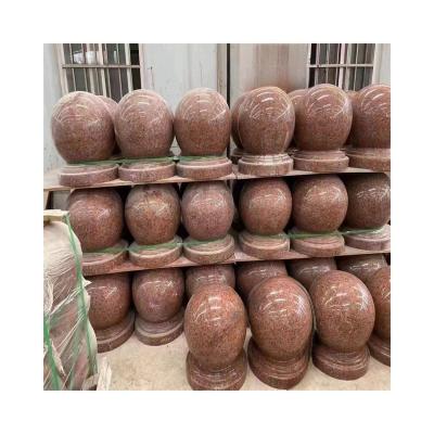 China Modern Round type thick base sphere barrier base large polished stone ball granite garden stone decor car stopping outdoor road block for sale