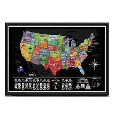 China Art Paper USA Scratch Off Card Coated Paper Scratch Off USA Map 2020 Scratch Off Map USA for sale