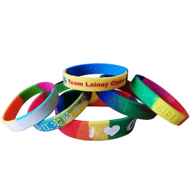 China Cheap Eco - Friendly OEM Durable No Moq Segment Colors Engraved Custom Wristband Silicon Wristband for sale