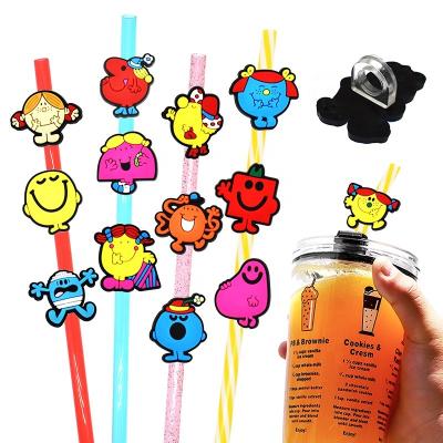 China Disposable Film Small Miss Straw Charm Toppers PVC Straw Topper Charms Little Miss Sun Straw Toppers Rubber Bulk for sale