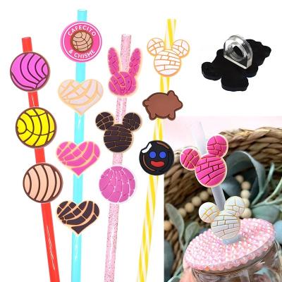 China Dulce Disposable Straw Pan Heart Conch Conch Conch Straw Toppers Topper Silicon Straw Toppers Chisme Cafecito Benito Heart Conch Toppers for sale