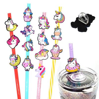 China Hit Disposable Straw Amazon Unicorn Straw Cover Toppers Amazing Unicorn Drinking Straw Toppers for sale