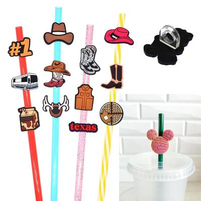 China Disposable Straw Western Cowboy Cowgirl Hat Sun Hat Silicone Straw Toppers Cover Mold Straws and Toppers for sale