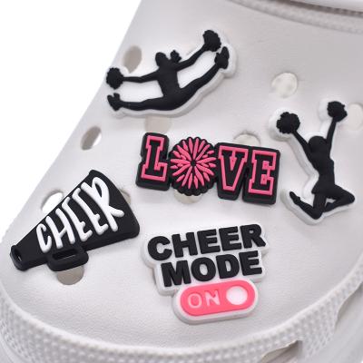 China Croc Shoe Charm Cheerleading Cheerleaders Cheer Up Croc Shoe Decoration Accessories Cheerleader Shoe Charm for sale