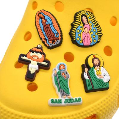 China Mary Croc Charms Christian Shoe Decoration Mary Croc Charms Virgin of Jesus God Shoe Charms Religious Shoe Charm for sale