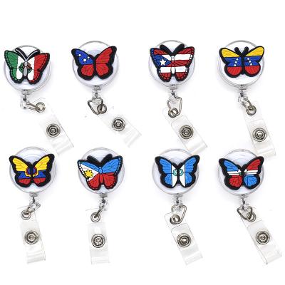 China Office School Mexican Butterfly Badge Reels Doctor Workers Badge Reel Nurse Social Badge Holders for sale