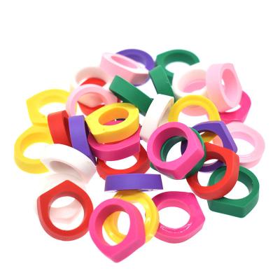 China Straw Colorful Plastic Buttons High Quality Basic Ring Decorations Wholesale Pvc Ring Diy Ring Accessories For Children for sale